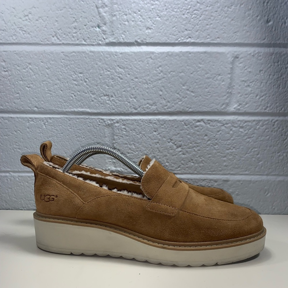 UGG Australia Atwater Spill Seam Loafer 1095231 Brown Chunky Platform Womens 10
